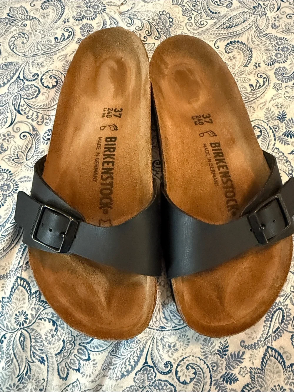 Birkenstock Black Slip-On Cork Footbed Sandals